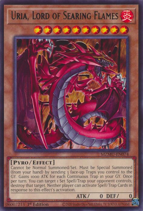 YuGiOh Uria, Lord of Searing Flames MZMU-EN074 Maze of Muertos 1st Edition - EternaCards