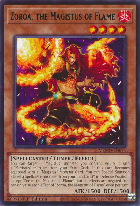 YuGiOh Zoroa, the Magistus of Flame MZMU-EN094 Maze of Muertos 1st Edition - EternaCards