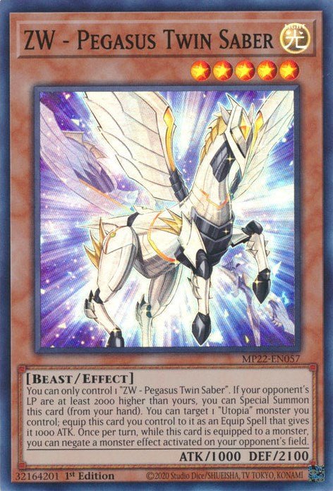 YuGiOh ZW - Pegasus Twin Saber MP22-EN057 2022 Tin of the Pharaoh's Gods 1st Edition - EternaCards